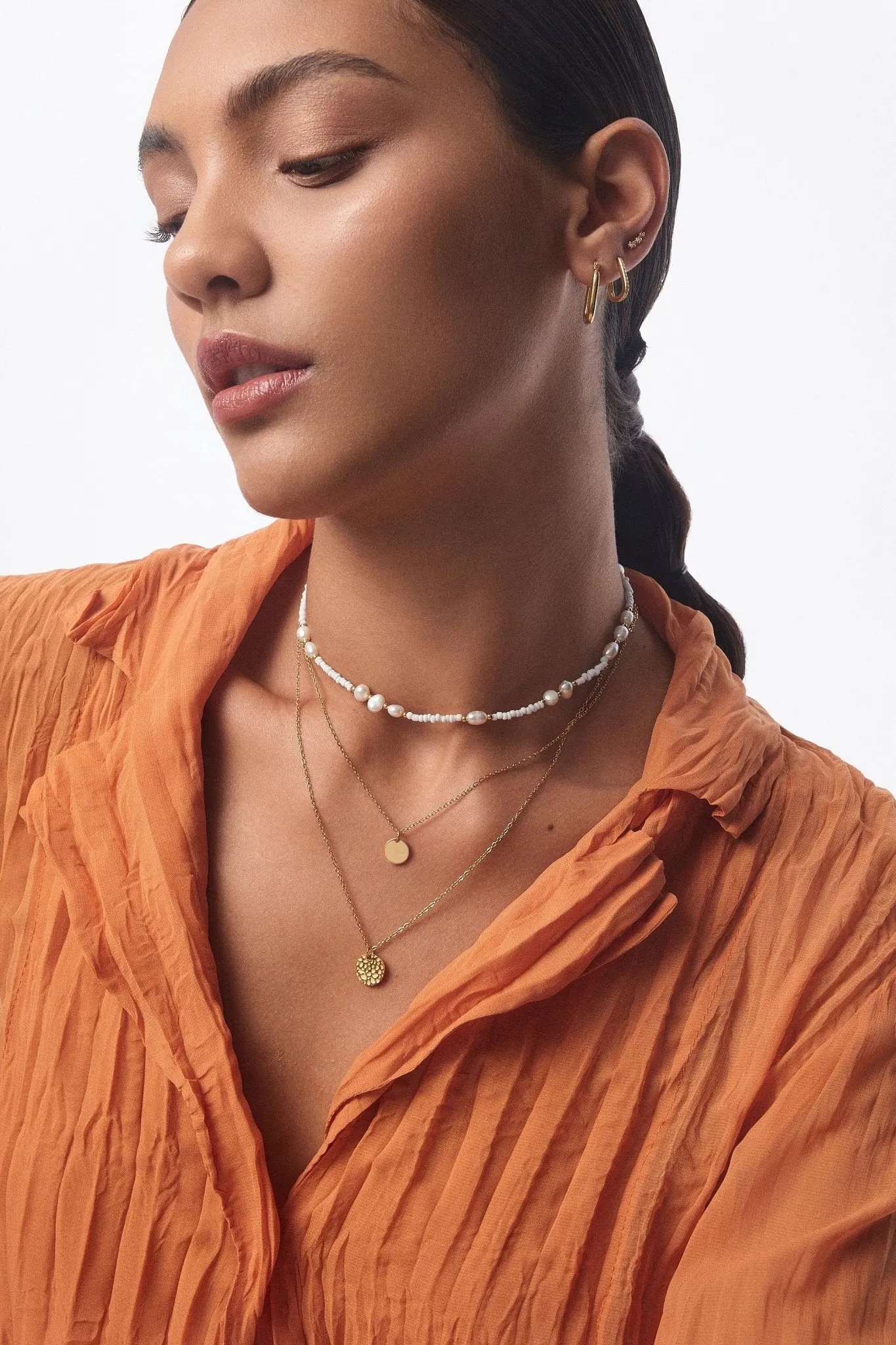 White Beads + Pearls Necklace sold by Flaire & Co. product image thumbnail 2