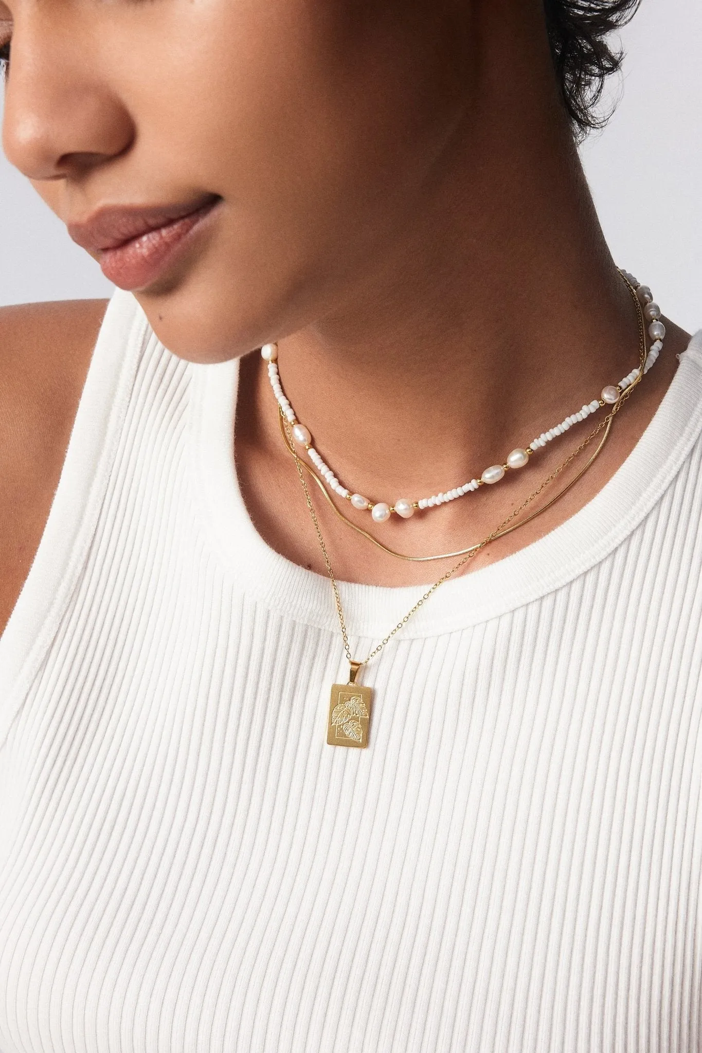 White Beads + Pearls Necklace sold by Flaire & Co. product image thumbnail 5