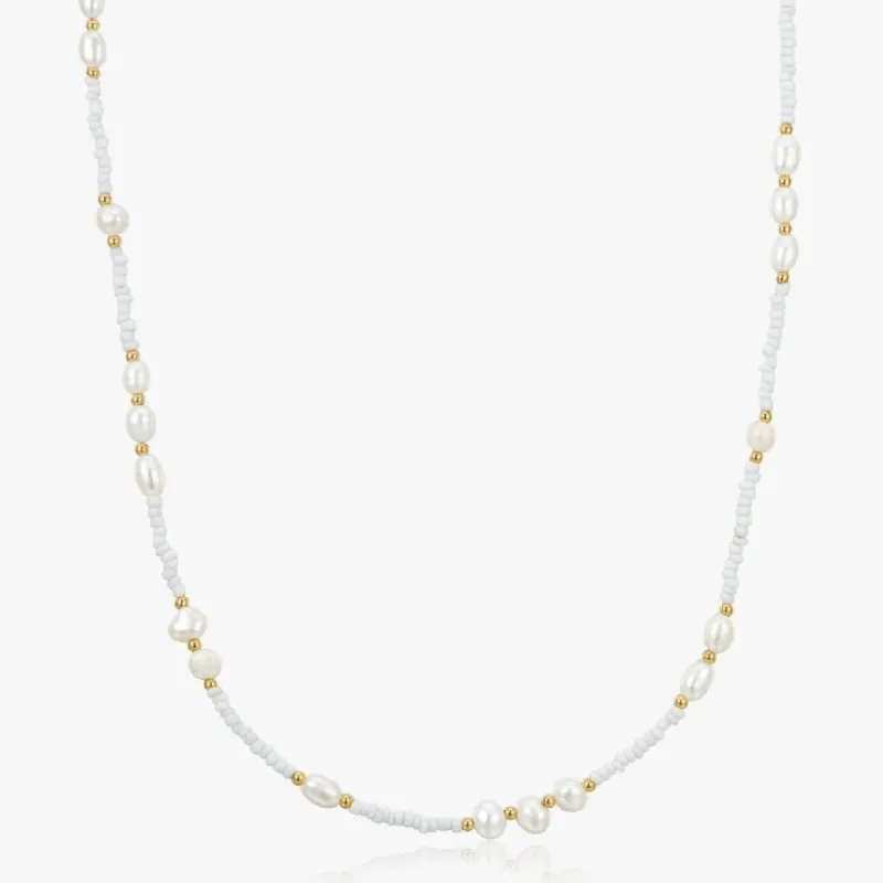 White Beads + Pearls Necklace sold by Flaire & Co.