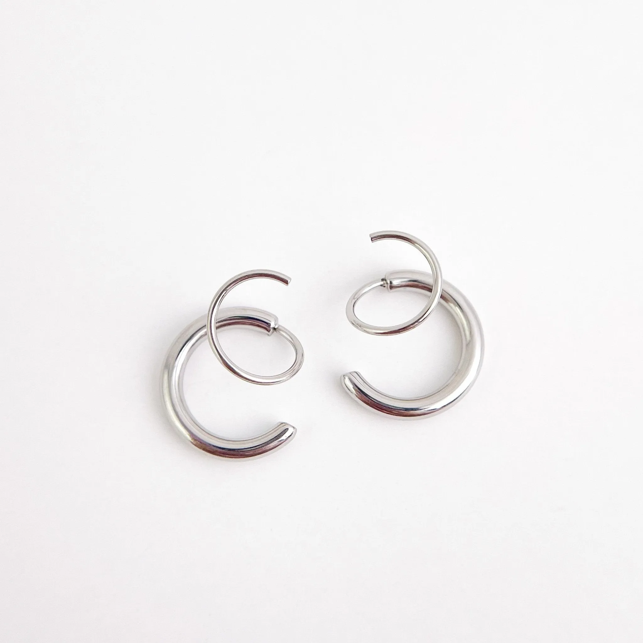 Aria Faux Double Hoop Earrings sold by Flaire & Co. product image thumbnail 5
