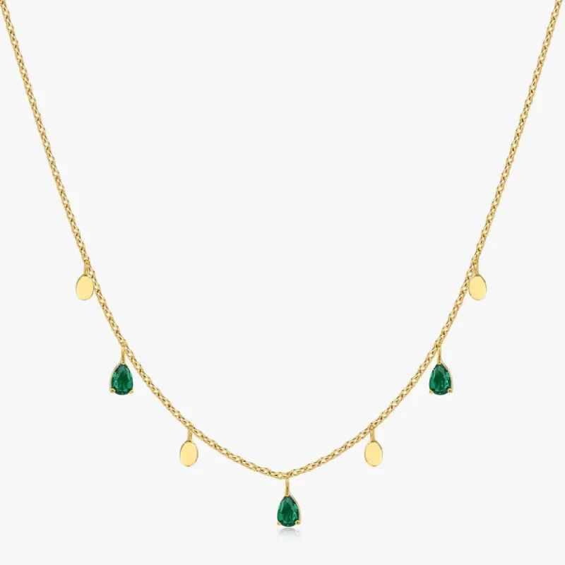 Green Tear Drops Necklace in Gold sold by Flaire & Co.
