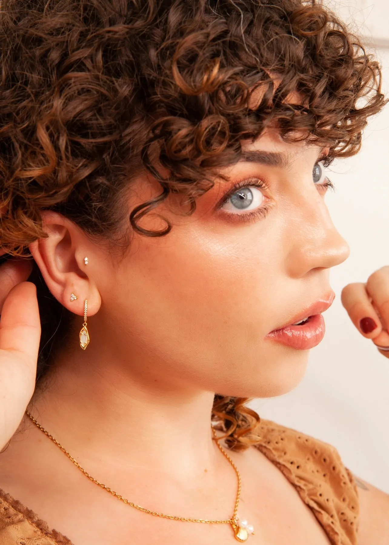 Gold Ava Mother of Pearl Earrings sold by Flaire & Co. product image thumbnail 4