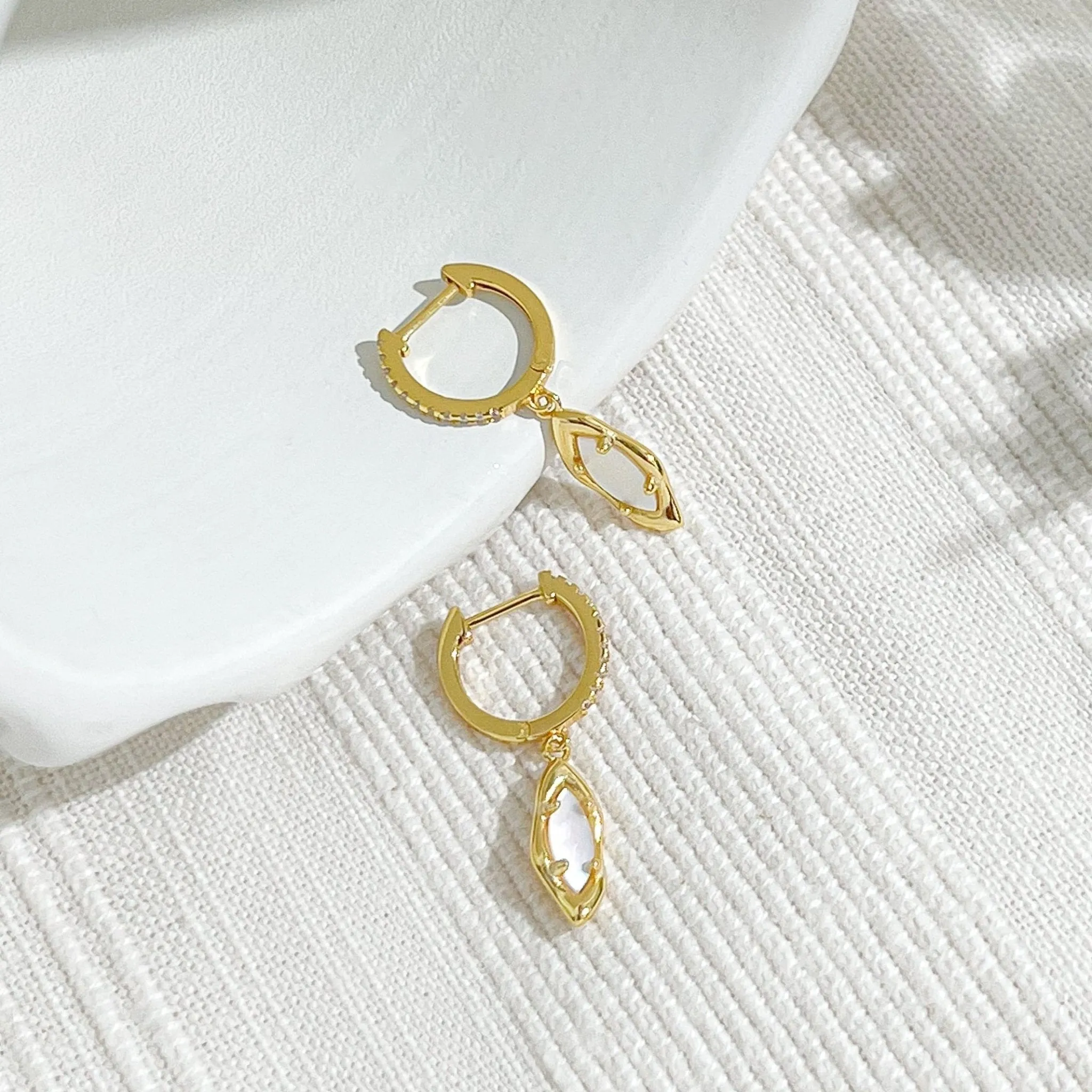 Gold Ava Mother of Pearl Earrings sold by Flaire & Co. product image thumbnail 2