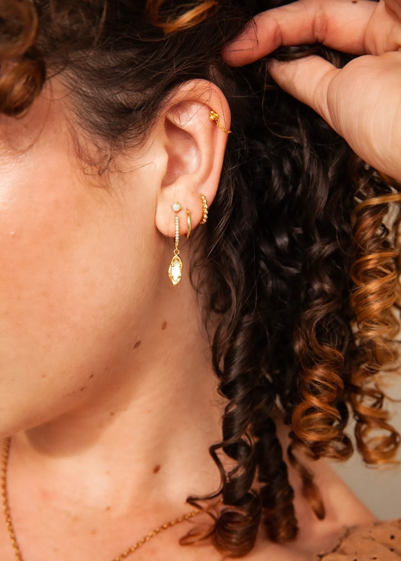 Gold Ava Mother of Pearl Earrings sold by Flaire & Co. product image thumbnail 3