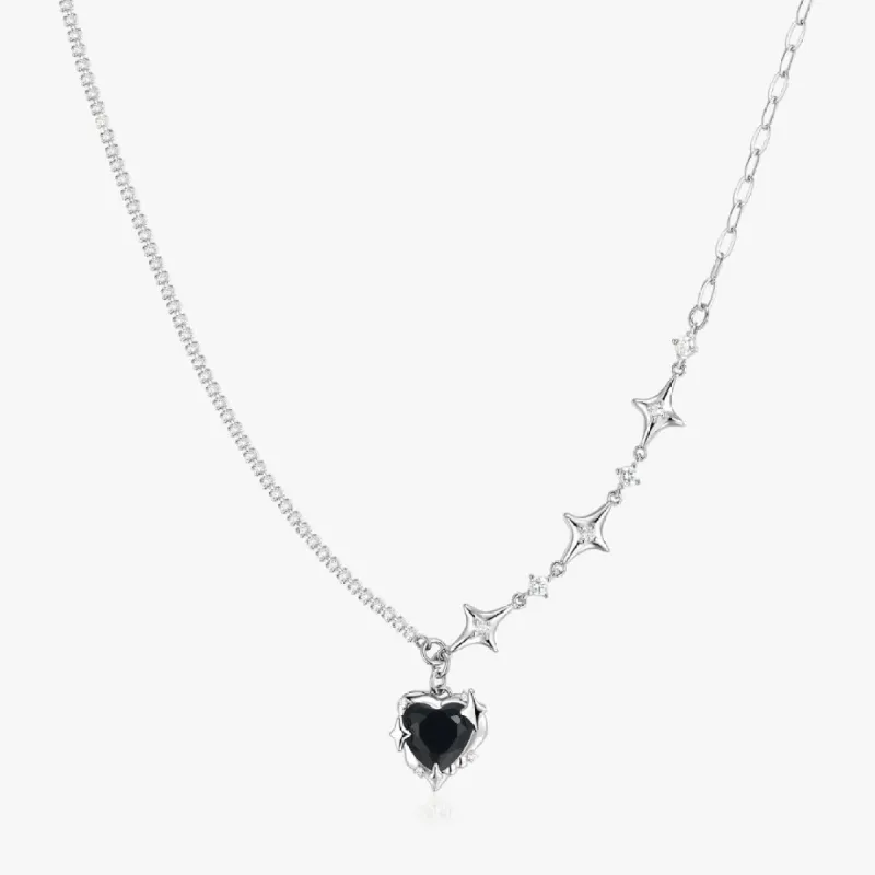 Black Heart Gem Necklace in Sterling Silver sold by Flaire & Co.