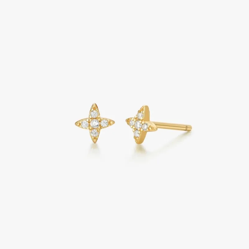 Clear Gem Estrella Studs in Gold sold by Flaire & Co.