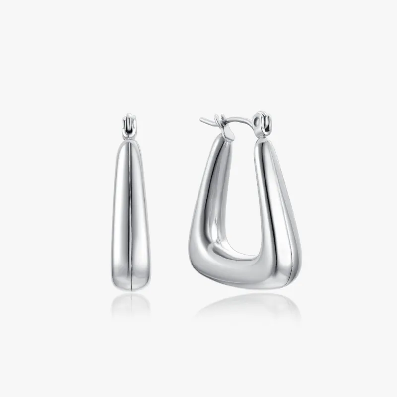 The Delta Hollow Earrings in Silver sold by Flaire & Co.