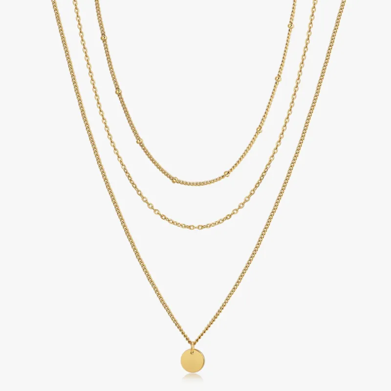 Triple Layered Necklace in Gold sold by Flaire & Co.