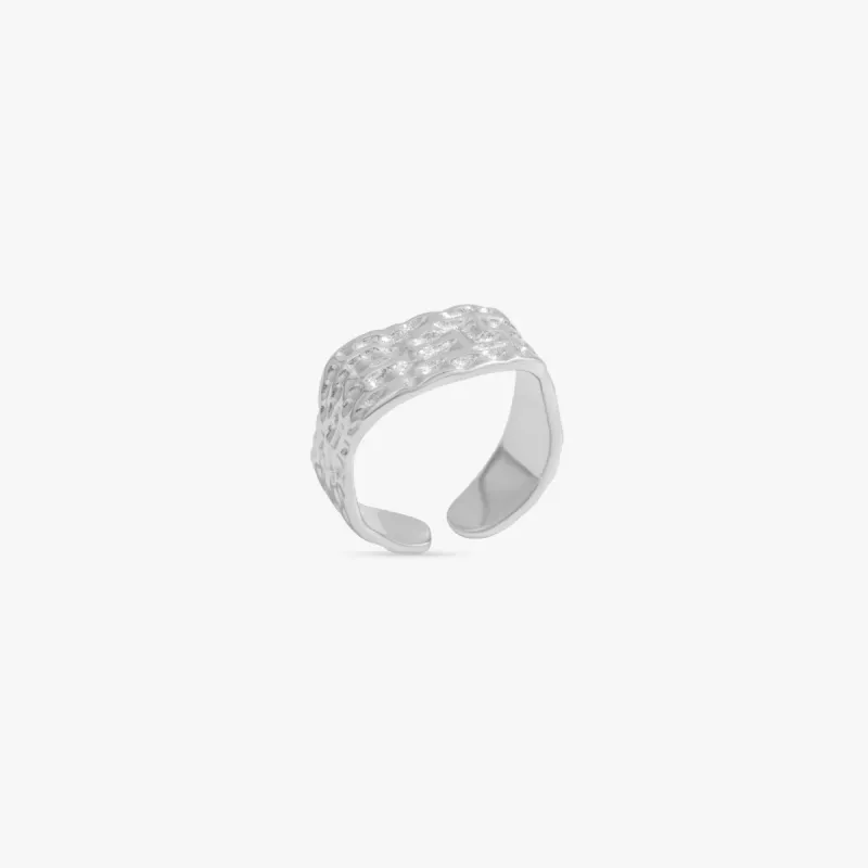 Signet Texture Adjustable Sterling Silver Ring sold by Flaire & Co.