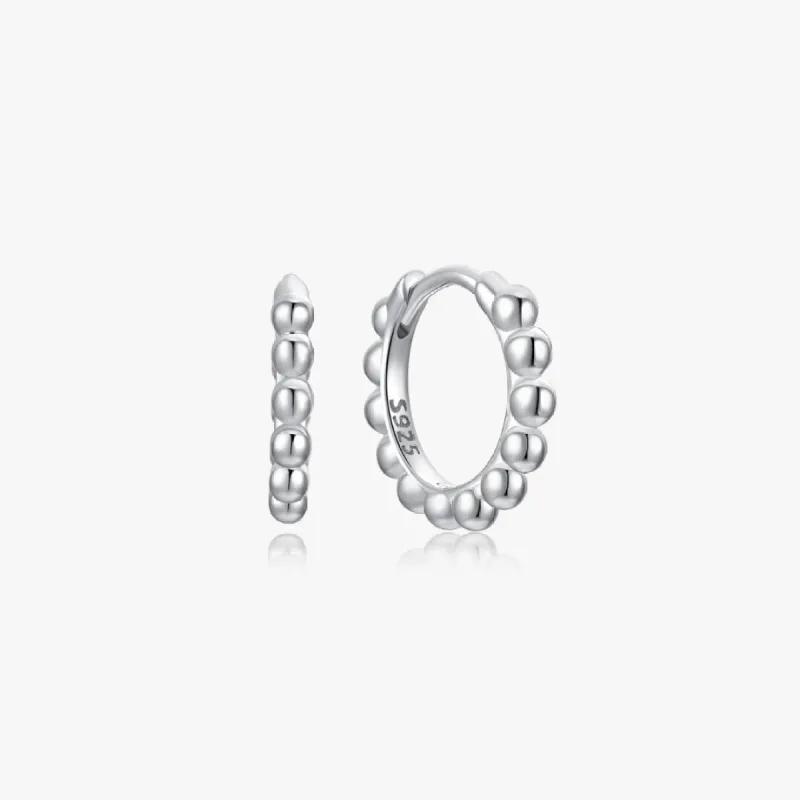 Beaded Huggies in Silver sold by Flaire & Co.