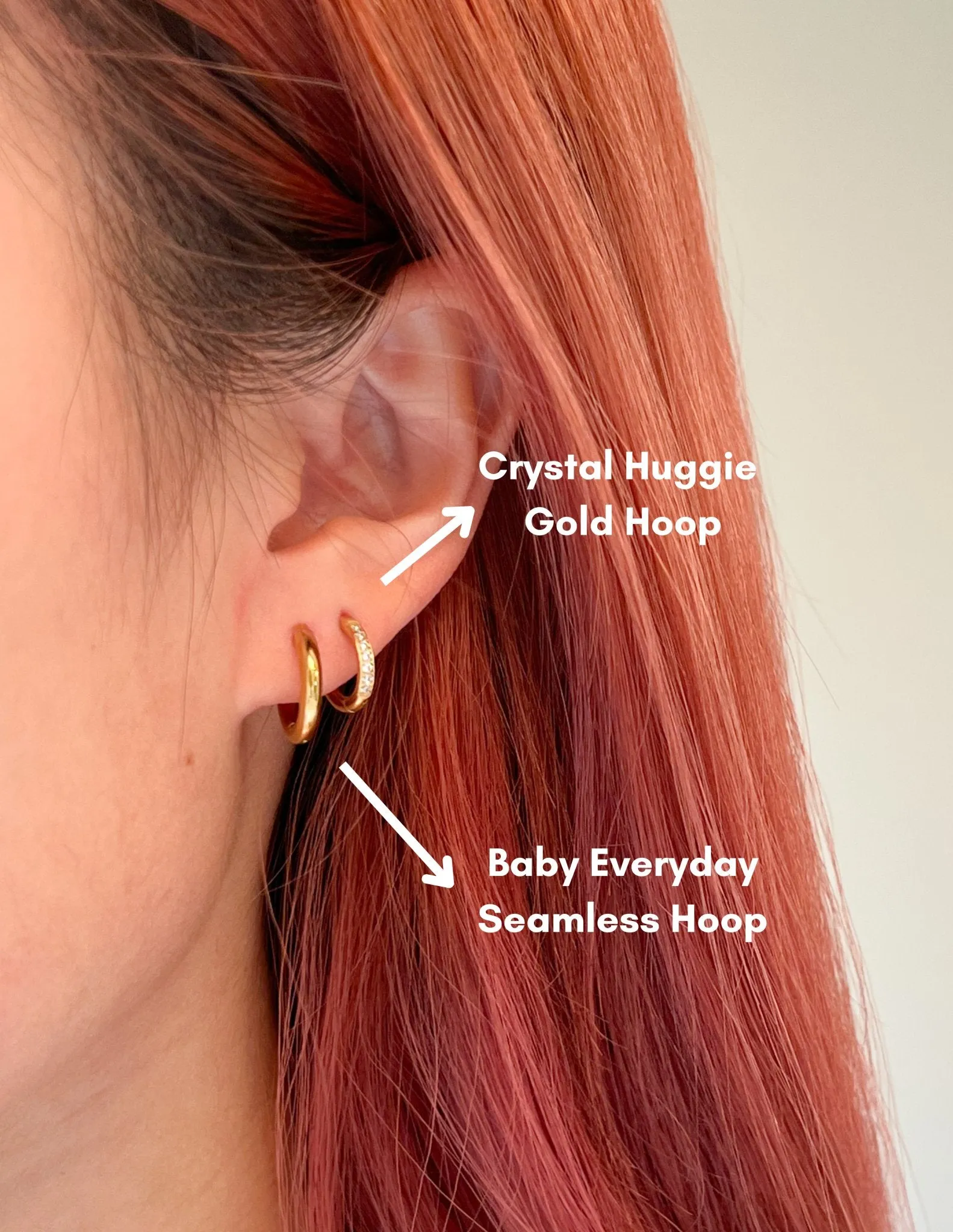 Crystal Huggie Gold Hoops sold by Flaire & Co. product image thumbnail 2