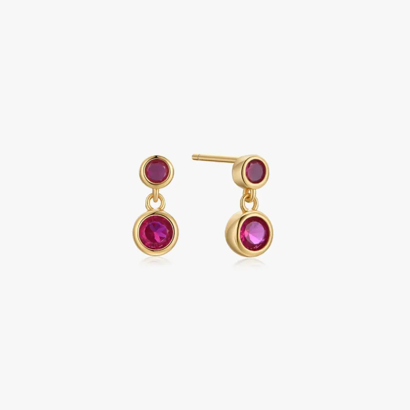 Fuchsia Dangle Sterling Earrings in Gold sold by Flaire & Co.