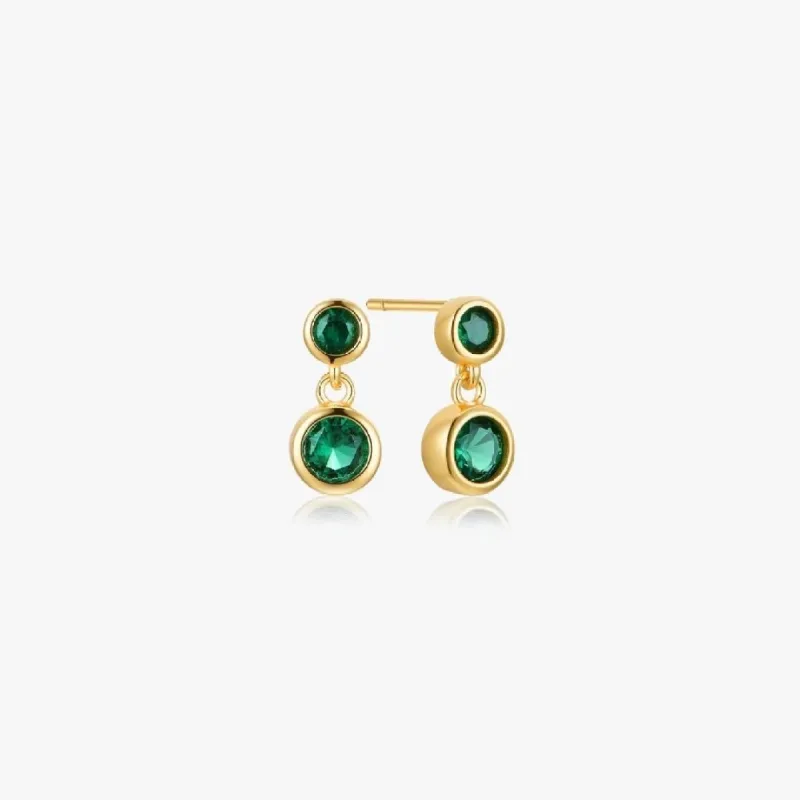 Green Dangle Sterling Earrings in Gold sold by Flaire & Co.