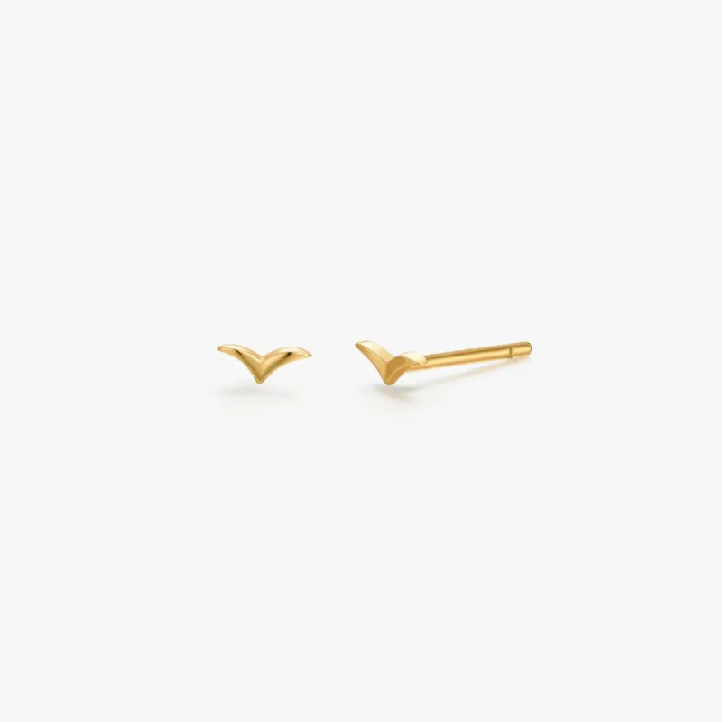 Micro Seagull Studs in Gold sold by Flaire & Co.