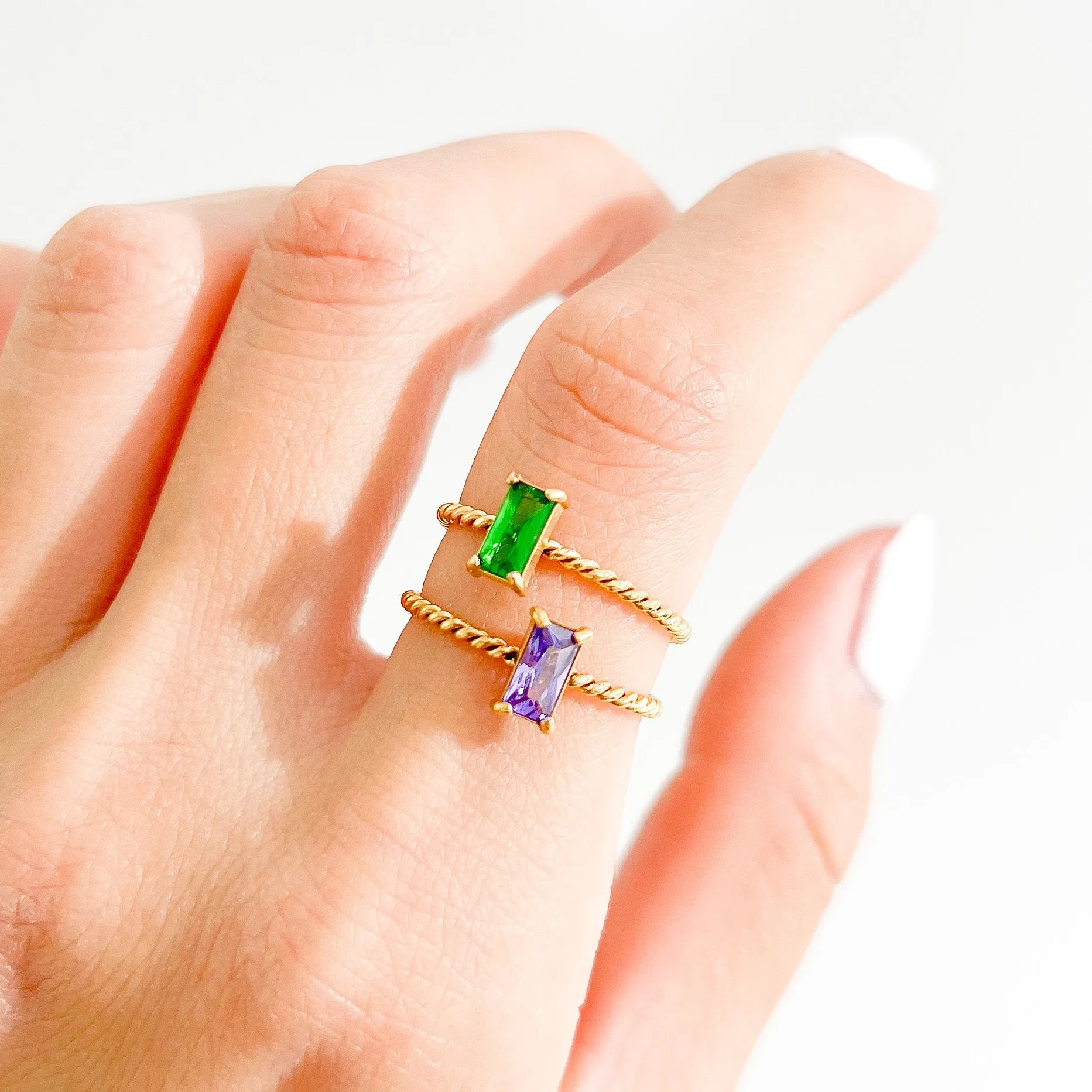 Twisted Rectangle Gem Gold Ring sold by Flaire & Co. product image thumbnail 2