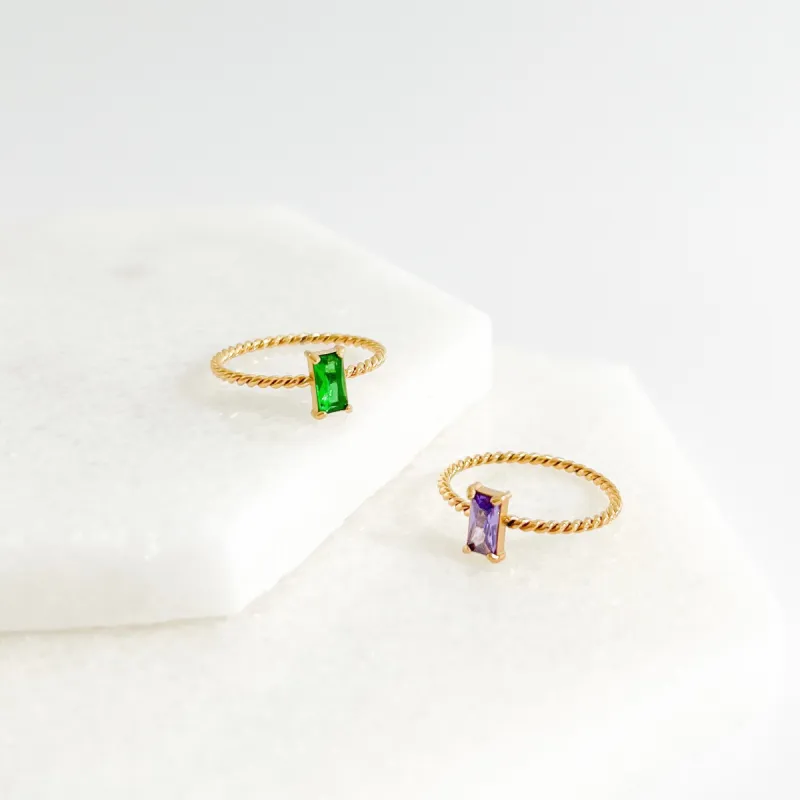 Twisted Rectangle Gem Gold Ring sold by Flaire & Co.