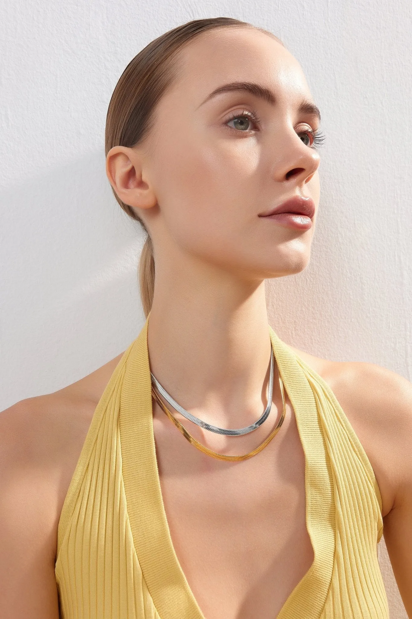 Thick Herringbone Necklace Gold (Unisex) sold by Flaire & Co. product image thumbnail 5