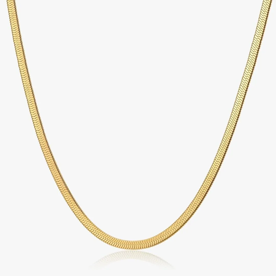 Thick Herringbone Necklace Gold (Unisex) sold by Flaire & Co.