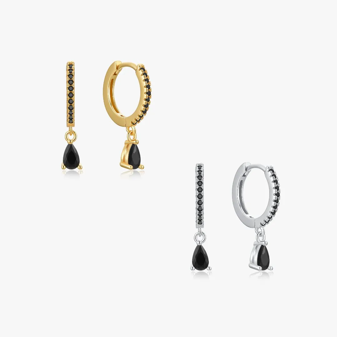 NEW Black Tear Drop Sterling Huggies sold by Flaire & Co.