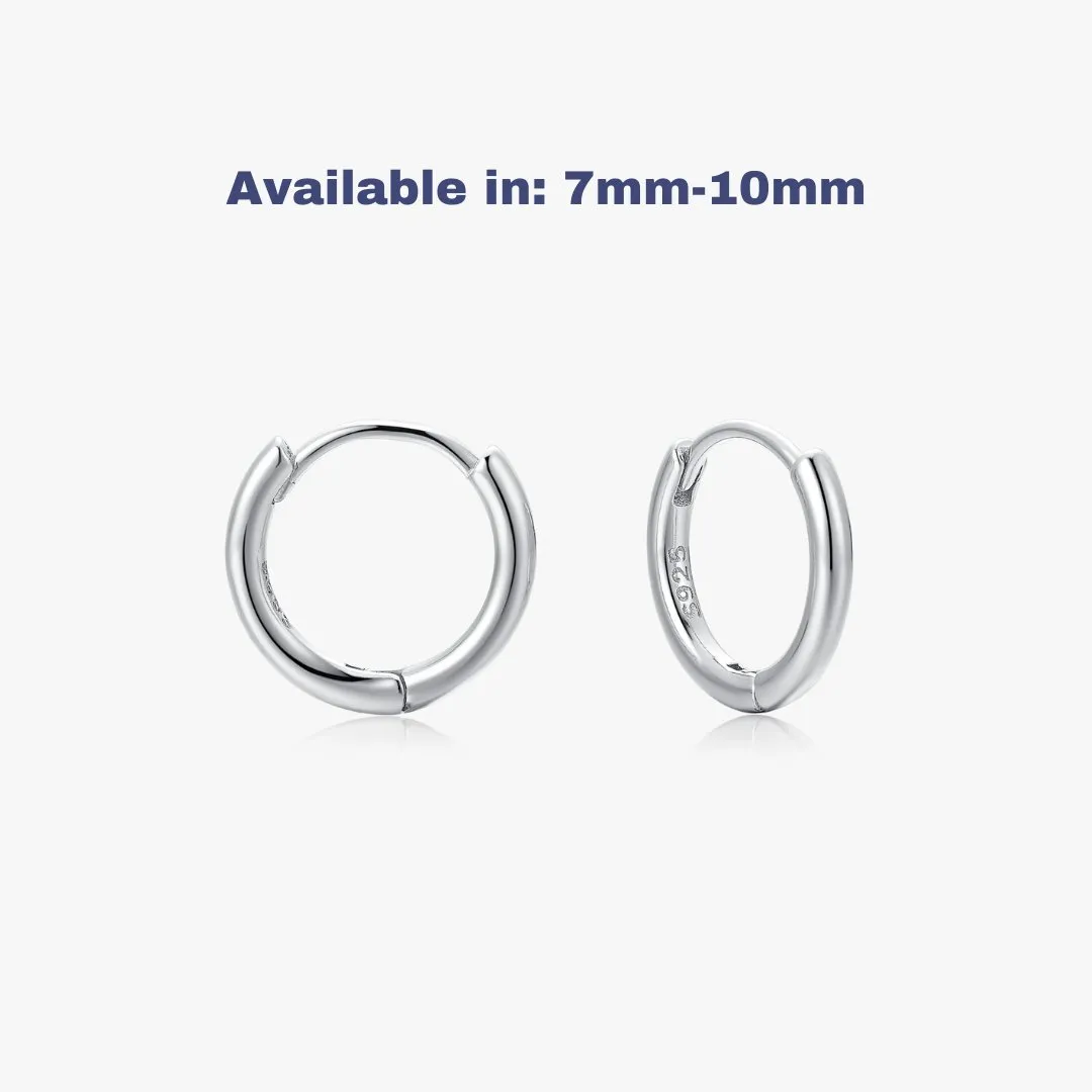 Simple Huggies in Silver sold by Flaire & Co.