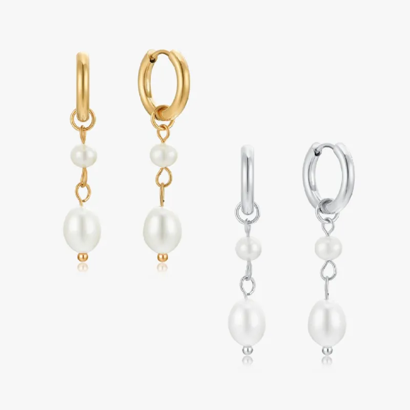 Two Layer Pearl Earrings sold by Flaire & Co.