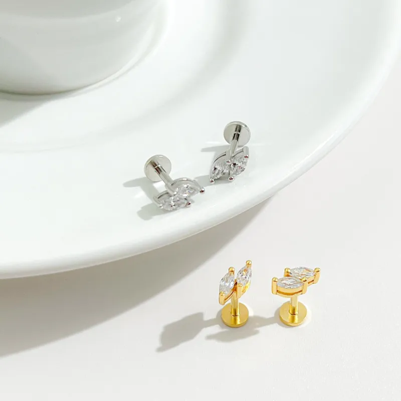 Duo Gem Threadless Flat Back Stud sold by Flaire & Co.