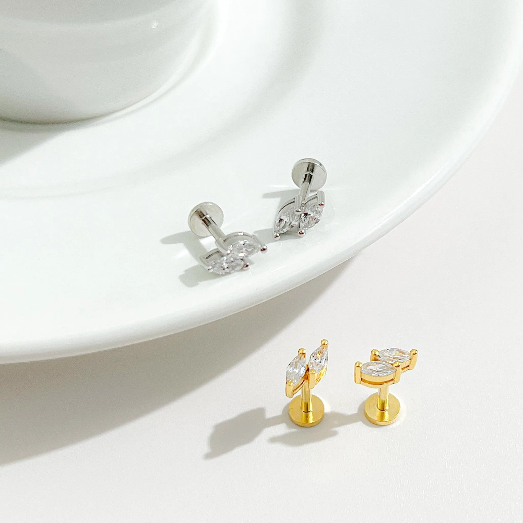 Duo Gem Threadless Flat Back Stud sold by Flaire & Co.