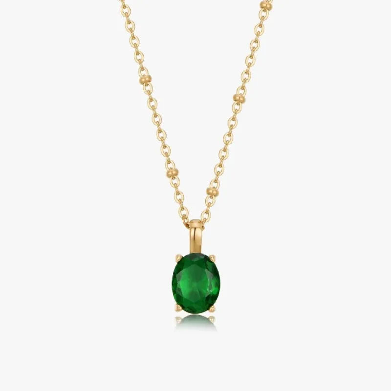Oval Gem Necklace in Green sold by Flaire & Co.