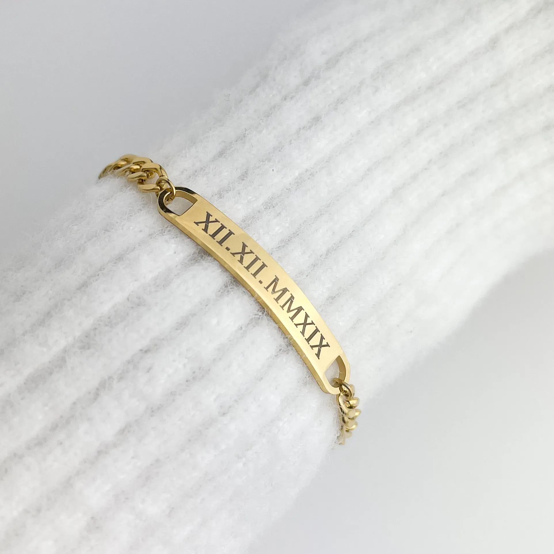 Customized Figaro Chain Bracelet sold by Flaire & Co.