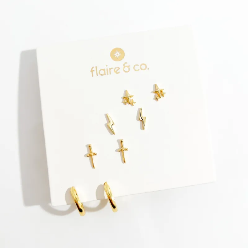 Staple Earrings Gold Bundle sold by Flaire & Co.