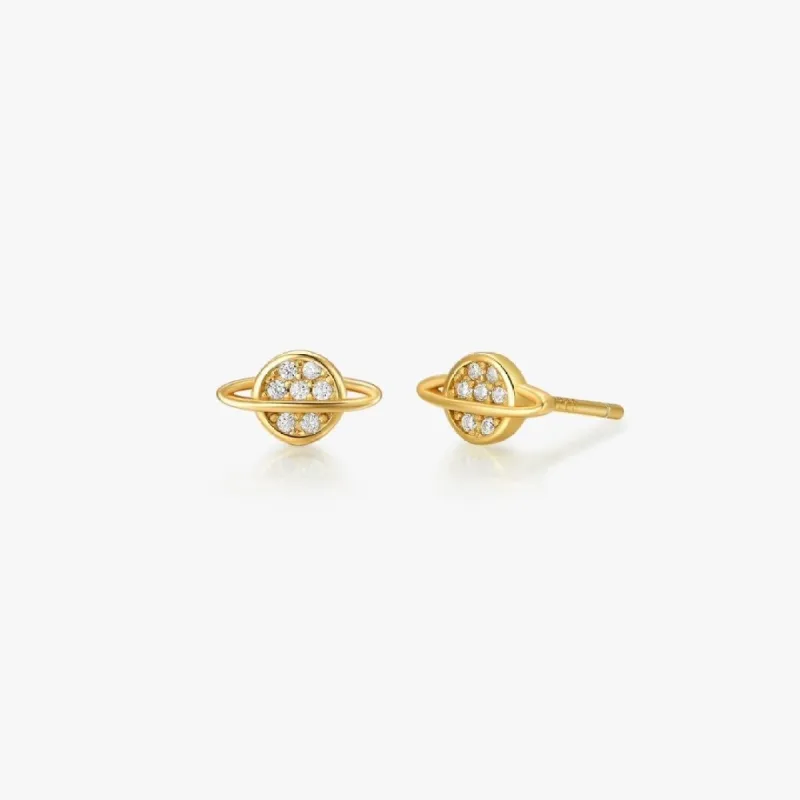 Crystal Saturn Studs in Gold sold by Flaire & Co.