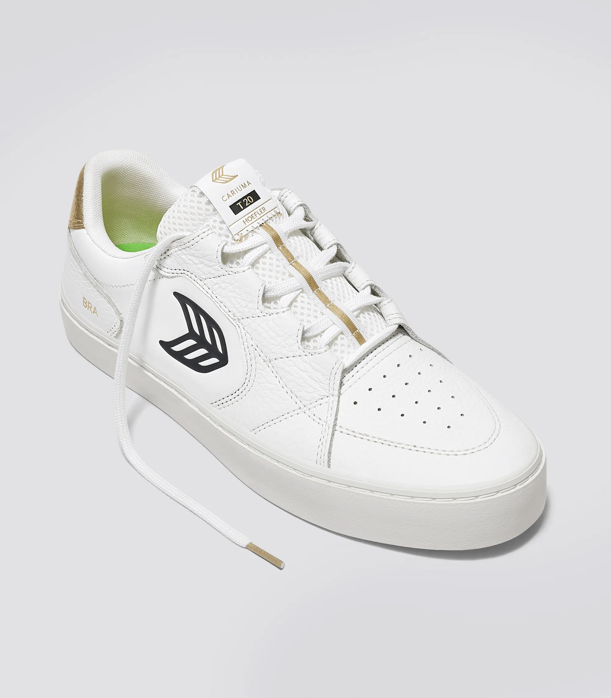 T20 PRO Hoefler 2024 White Premium Leather and Mesh Black Logo Gold Sneaker Men sold by Cariuma product image thumbnail 2