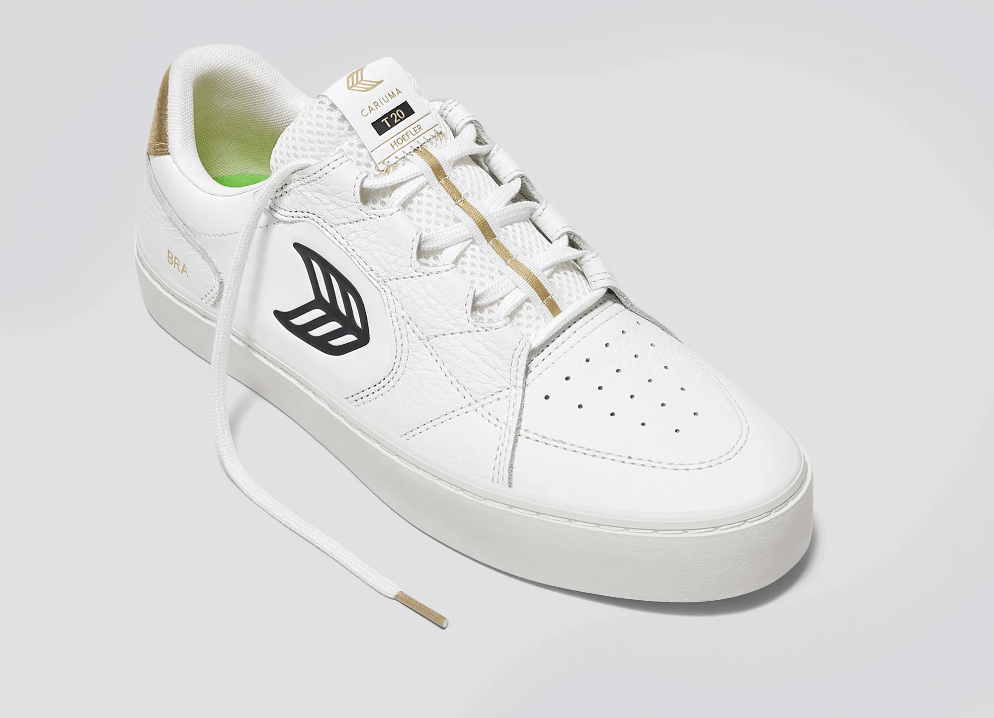 T20 PRO Hoefler 2024 White Premium Leather and Mesh Black Logo Gold Sneaker Men sold by Cariuma product image thumbnail 4