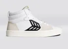 CATIBA PRO High White Premium Leather Vintage White Suede Sneaker Women sold by Cariuma