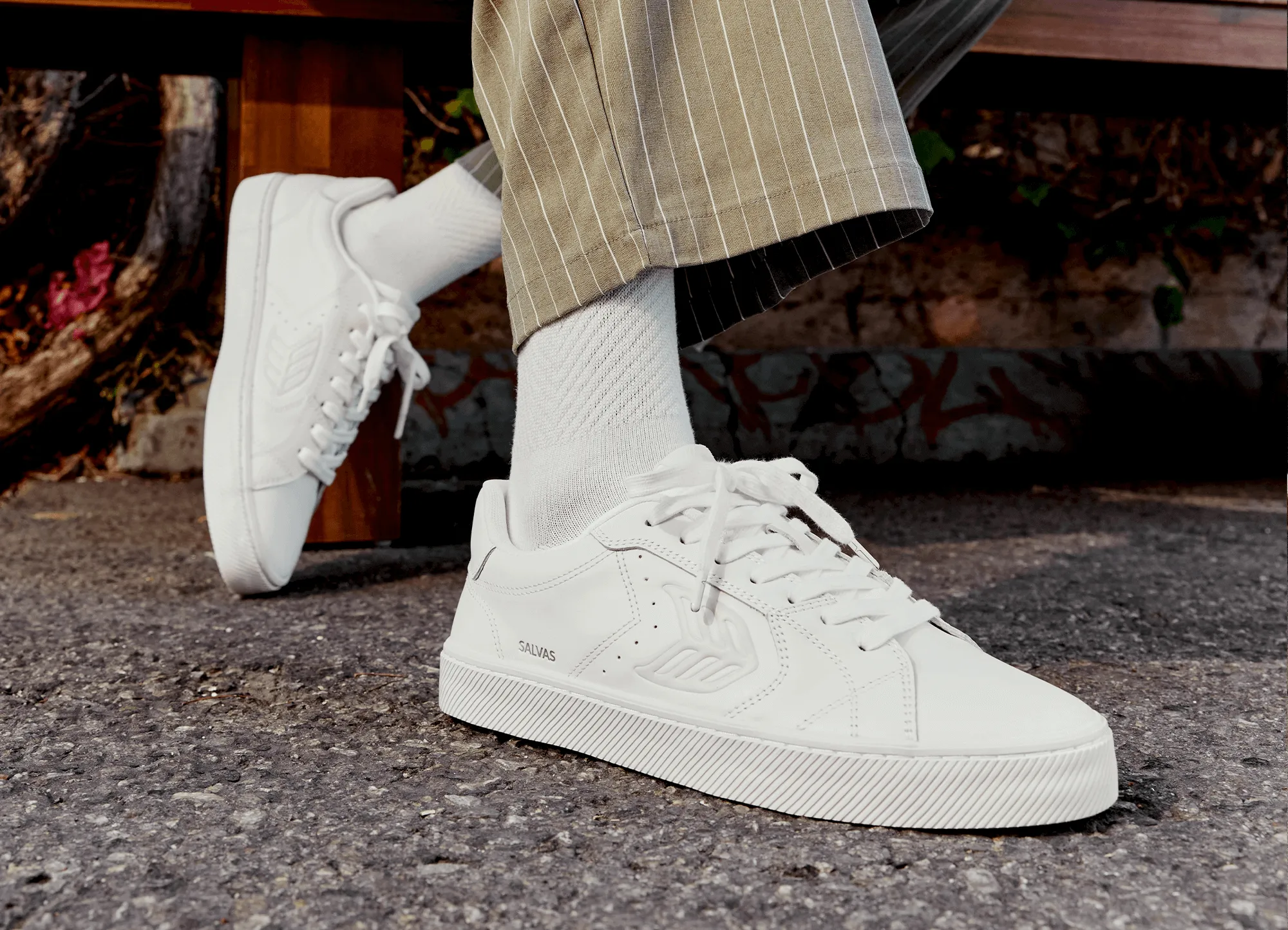 SALVAS White Leather Leopard Print Suede Black Logo Sneaker Men sold by Cariuma product image thumbnail 5