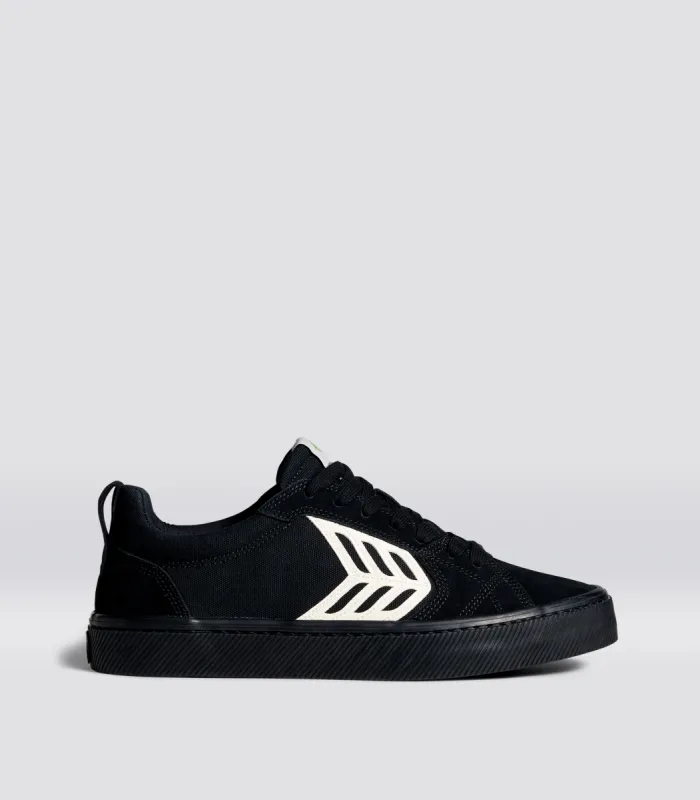 CATIBA PRO Low All Black Suede and Canvas Ivory Logo Sneaker Women sold by Cariuma