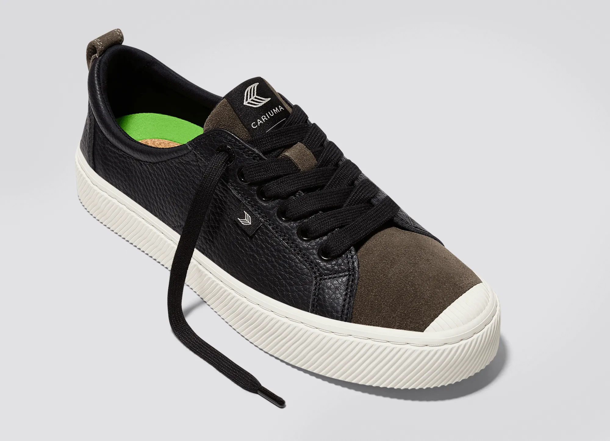 OCA Low Black Premium Leather Dark Khaki Suede Sneaker Women sold by Cariuma product image thumbnail 4