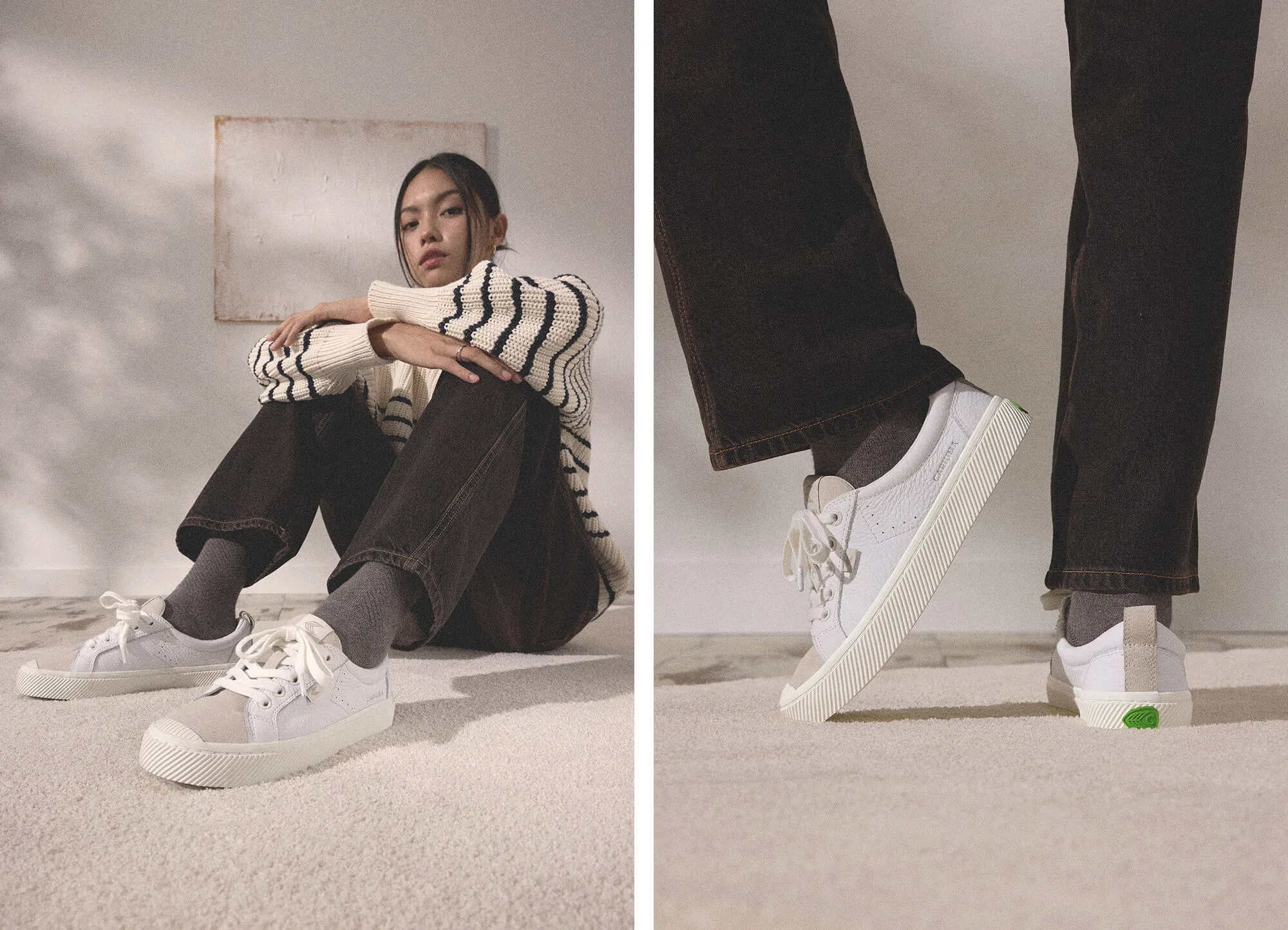 OCA Low Black Premium Leather Dark Khaki Suede Sneaker Women sold by Cariuma product image thumbnail 5