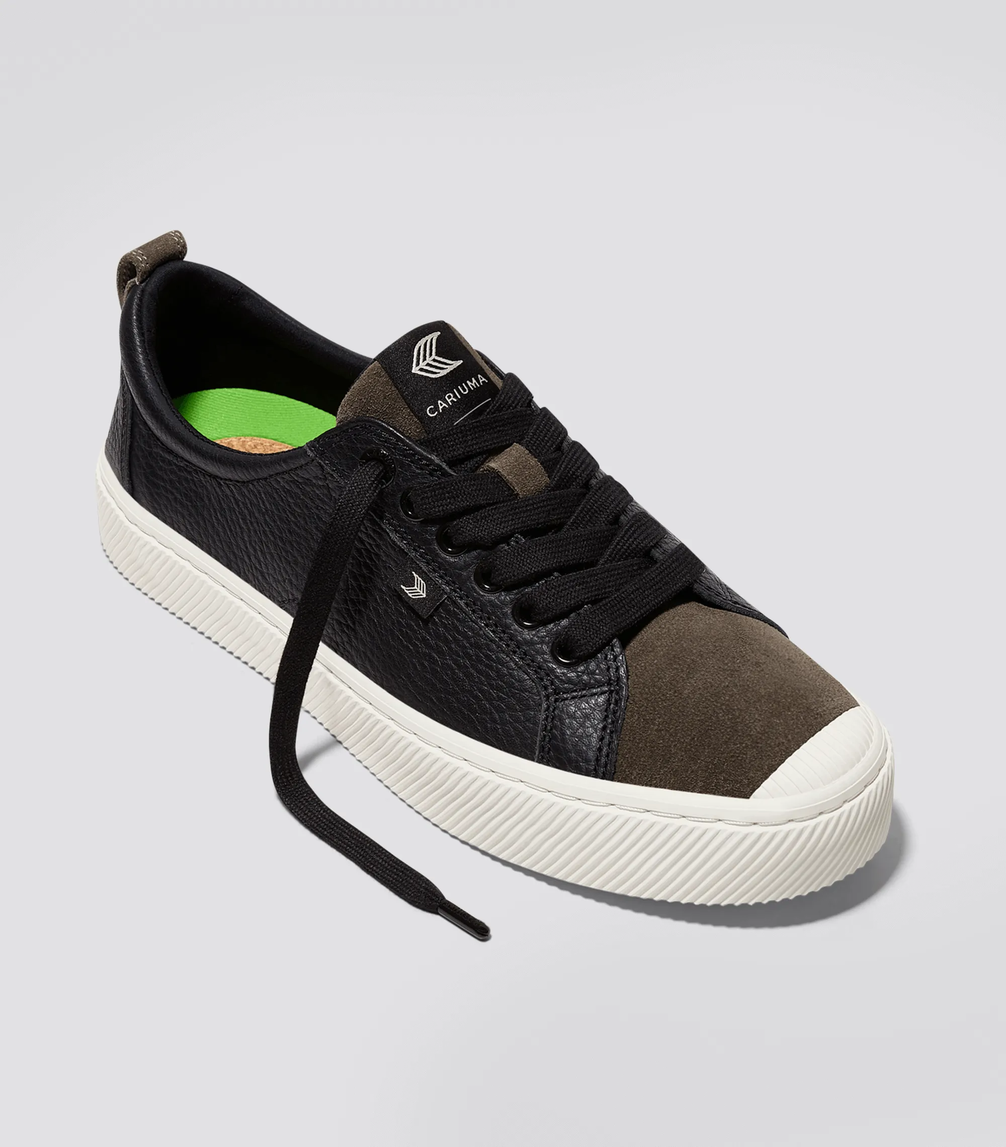 OCA Low Black Premium Leather Dark Khaki Suede Sneaker Women sold by Cariuma product image thumbnail 2