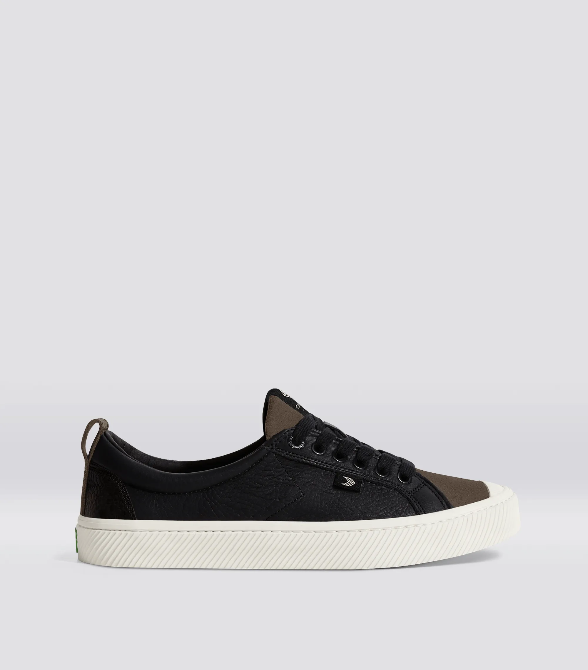 OCA Low Black Premium Leather Dark Khaki Suede Sneaker Women sold by Cariuma