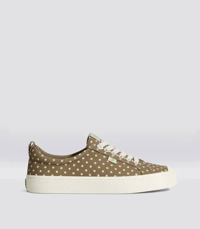 OCA Low Burnt Sand Canvas White Polka Dots Sneaker Men sold by Cariuma