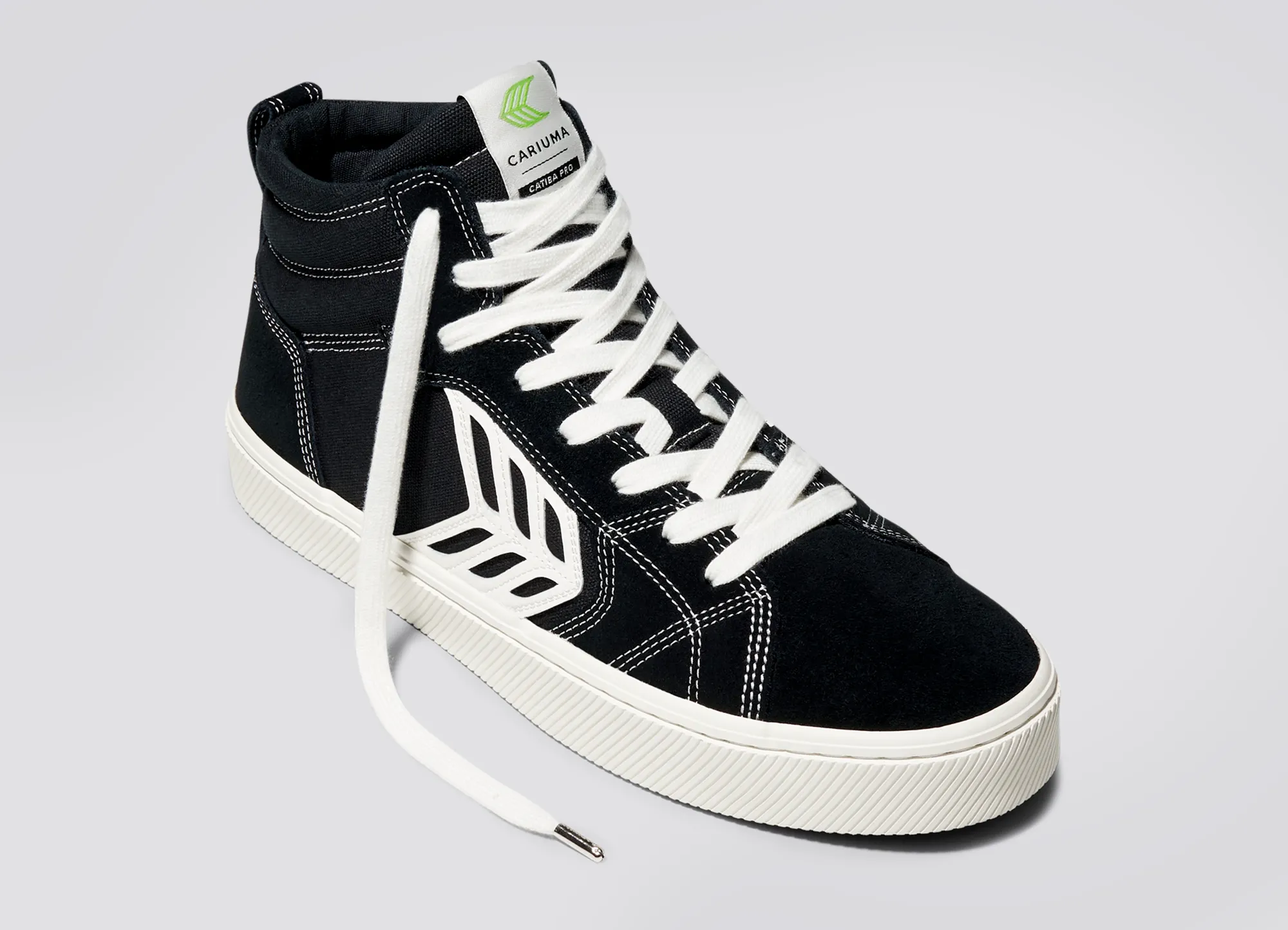 CATIBA PRO High Black Suede and Canvas Contrast Thread Ivory Logo Sneaker Men sold by Cariuma product image thumbnail 4