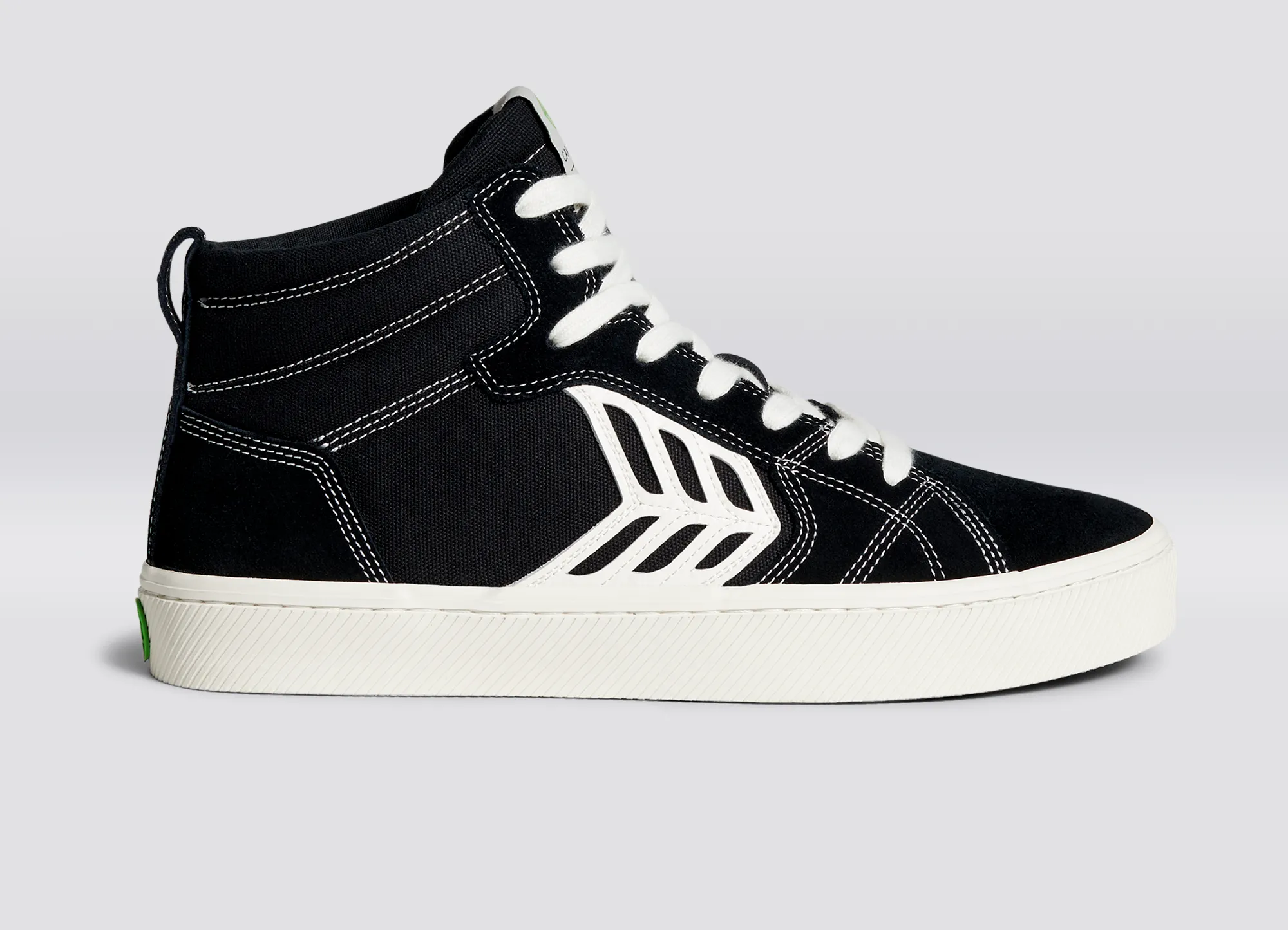 CATIBA PRO High Black Suede and Canvas Contrast Thread Ivory Logo Sneaker Men sold by Cariuma product image thumbnail 3