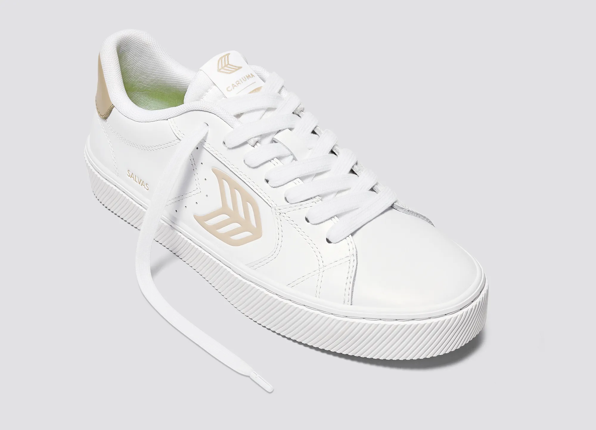 SALVAS White Leather Shifting Sand Logo Sneaker Men sold by Cariuma product image thumbnail 4