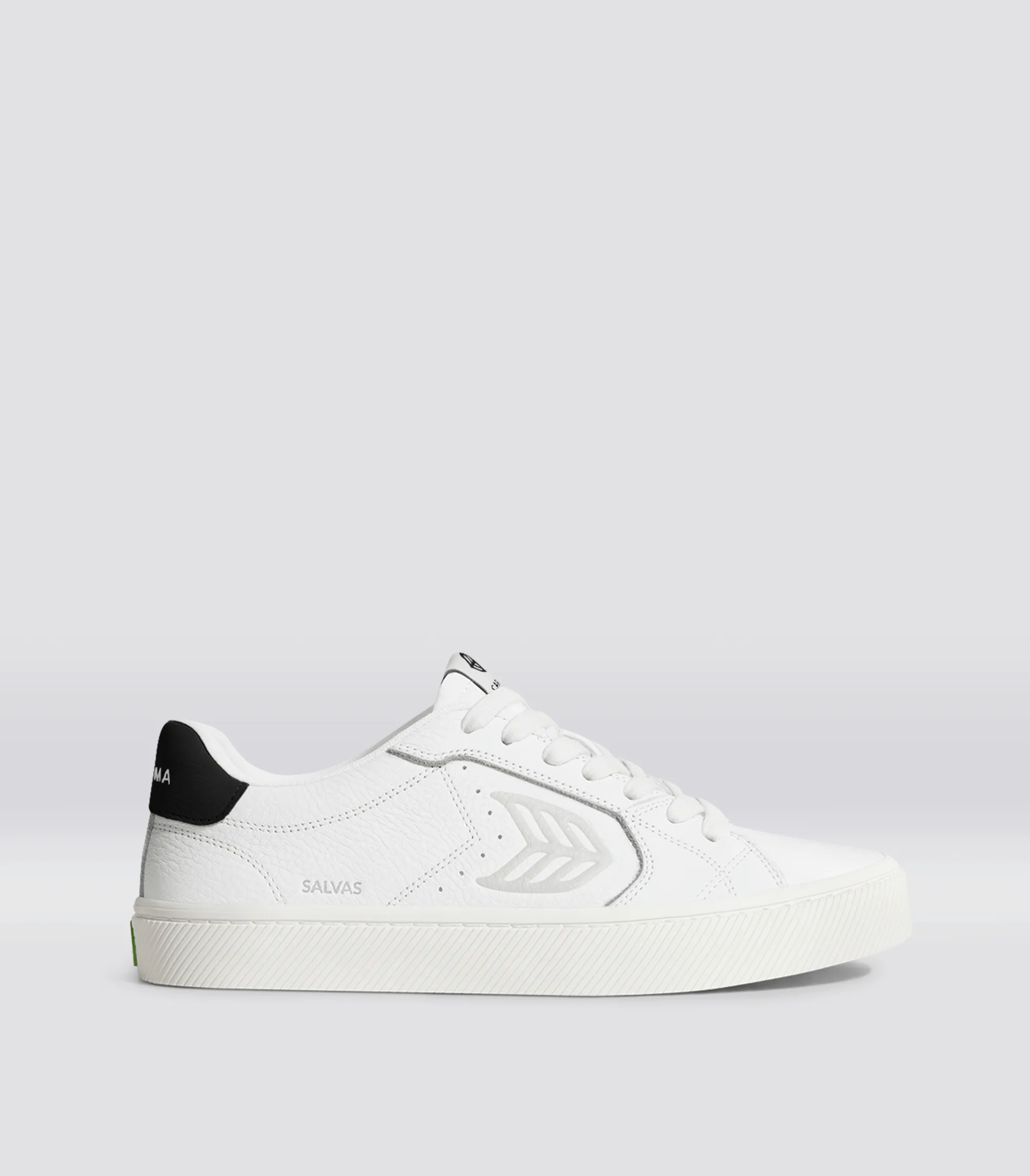 SALVAS White Premium Leather Ice Logo Black Sneaker Women sold by Cariuma