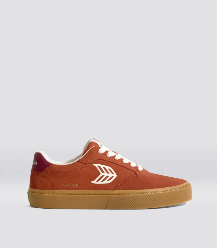NAIOCA Gum Picante Suede Off-White Logo Ruby Wine Sneaker Women sold by Cariuma