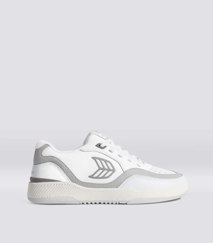 UBA White Premium Leather Onyx Grey Logo Sneaker Women sold by Cariuma