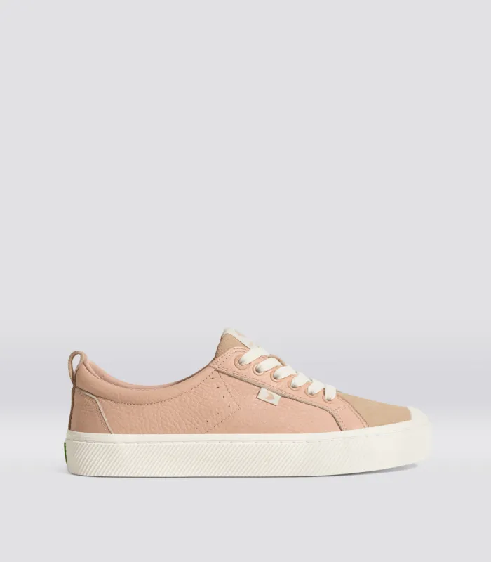 OCA Low Beige Premium Leather Nude Suede Sneaker Men sold by Cariuma
