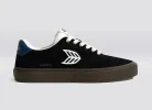 NAIOCA Black Suede Off-White Logo Shadow Blue Sneaker Men sold by Cariuma