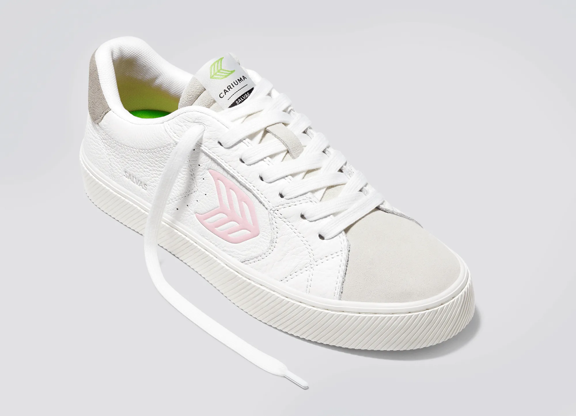 SALVAS White Premium Leather Vintage White Suede Rose Logo Sneaker Women sold by Cariuma product image thumbnail 4